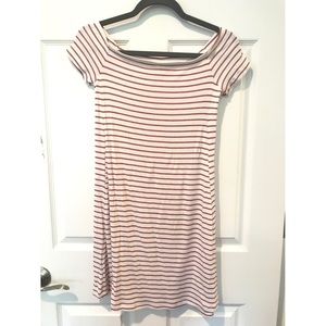 Red and white stripe dress.